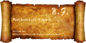Matkovich Fanni névjegykártya