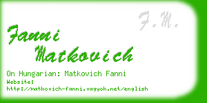 fanni matkovich business card